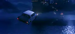 Flying Ford Anglia at Hogwarts