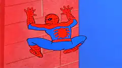 Spider-Man stuck on wall