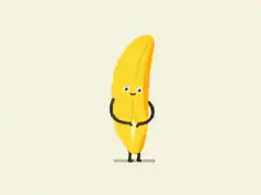 Cute banana character winking