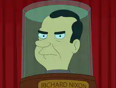 Richard Nixon head says Goodnight God bless Earth and aroo