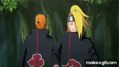 Deidara and Sasori in Akatsuki cloaks