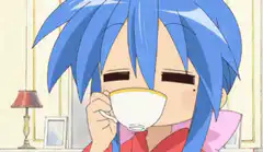 Konata Izumi drinking tea