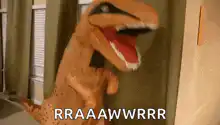 T-Rex puppet roaring