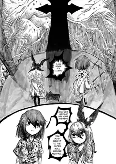 Two girls face a giant shadowy figure