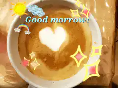 Good morrow coffee with heart latte art