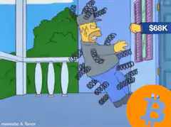 Homer Simpson covered in Bitcoin