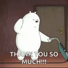 Ice Bear vacuuming and waving