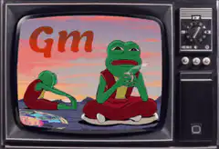 Pepe smoking on a TV screen