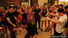 Guy dancing wildly at a party