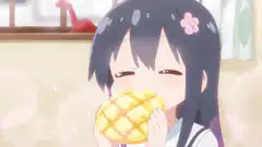 anime girl eating melon bread