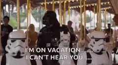 Darth Vader on a carousel with Stormtroopers