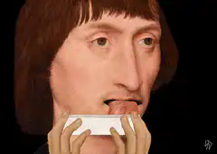 Man licking ruler then smoking