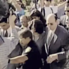 Monica Lewinsky walking through crowd