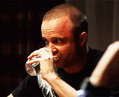 Aaron Paul drinking water