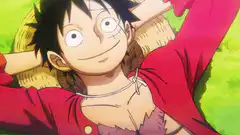 Luffy relaxing with a big smile