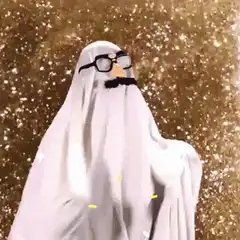 Ghost with glasses and mustache dancing