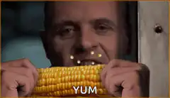 Anthony Hopkins eating corn YUM