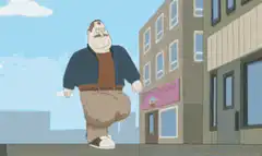 Fat guy walking down the street