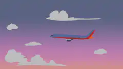 Airplane flying through clouds