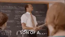 Teacher throws chalkboard eraser