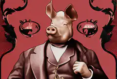 pig in suit with stars