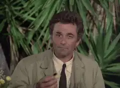 Peter Falk as Columbo eating a cookie
