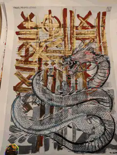 Urban art prints with dragon and clown
