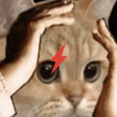 Cat head exploding with lightning