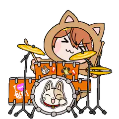 chibi cat drummer
