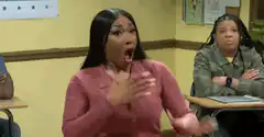 Woman shocked in class