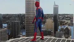 Spider-Man standing on rooftop