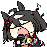 chibi character singing with microphone