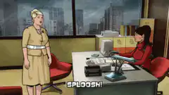 Daria's mom splooshes at desk