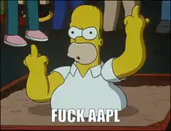 Homer Simpson flipping off AAPL