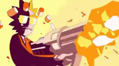 Rick Sanchez firing a minigun