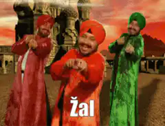 Three men in turbans dancing