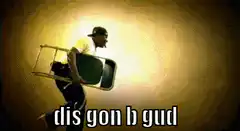man folding chair dis gon b gud