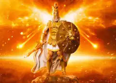 Golden King Warrior with Shield and Sword