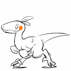 Running cartoon dinosaur sketch
