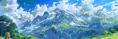 anime mountain landscape with clouds
