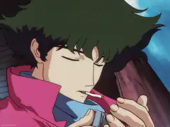 Spike Spiegel lights a cigarette