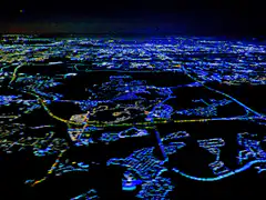 glitchy cityscape night view