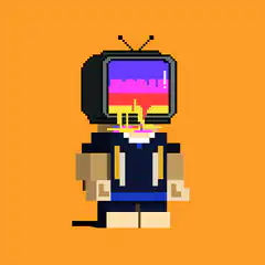 pixel art character with tv head