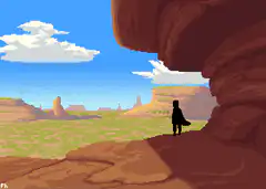 pixel art cowboy silhouette desert