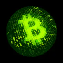 Green Bitcoin Symbol with Matrix Numbers