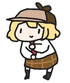 chibi girl detective adjusting tie