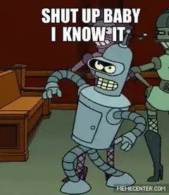 Bender dancing with text shut up baby i know it