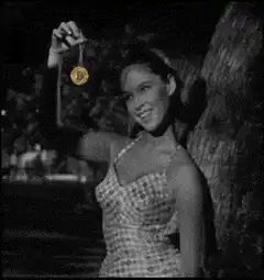 Woman holding bitcoin coin