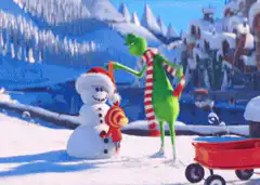 Grinch builds a snowman with Max