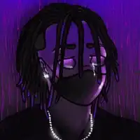 Crying anime boy in purple rain